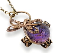 Image 1 of Purple dragonfly necklace, Art Nouveau insect dragonfly jewelry