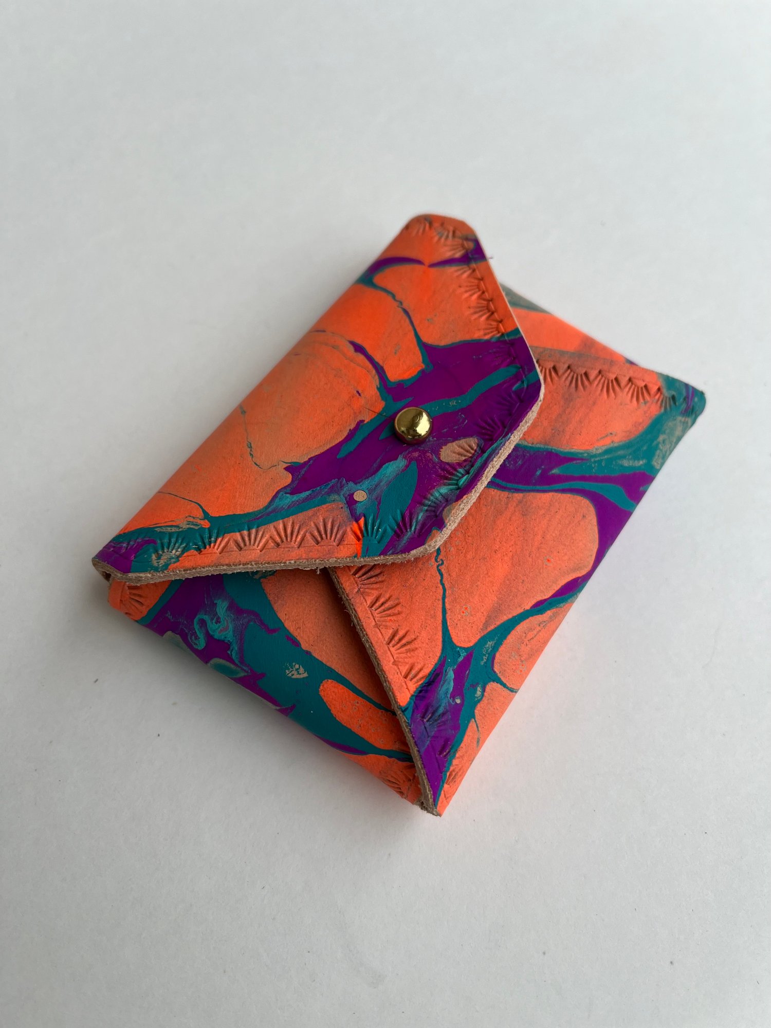 Image of Orange/Purple Marbled “No Stitch” Card Wallet 