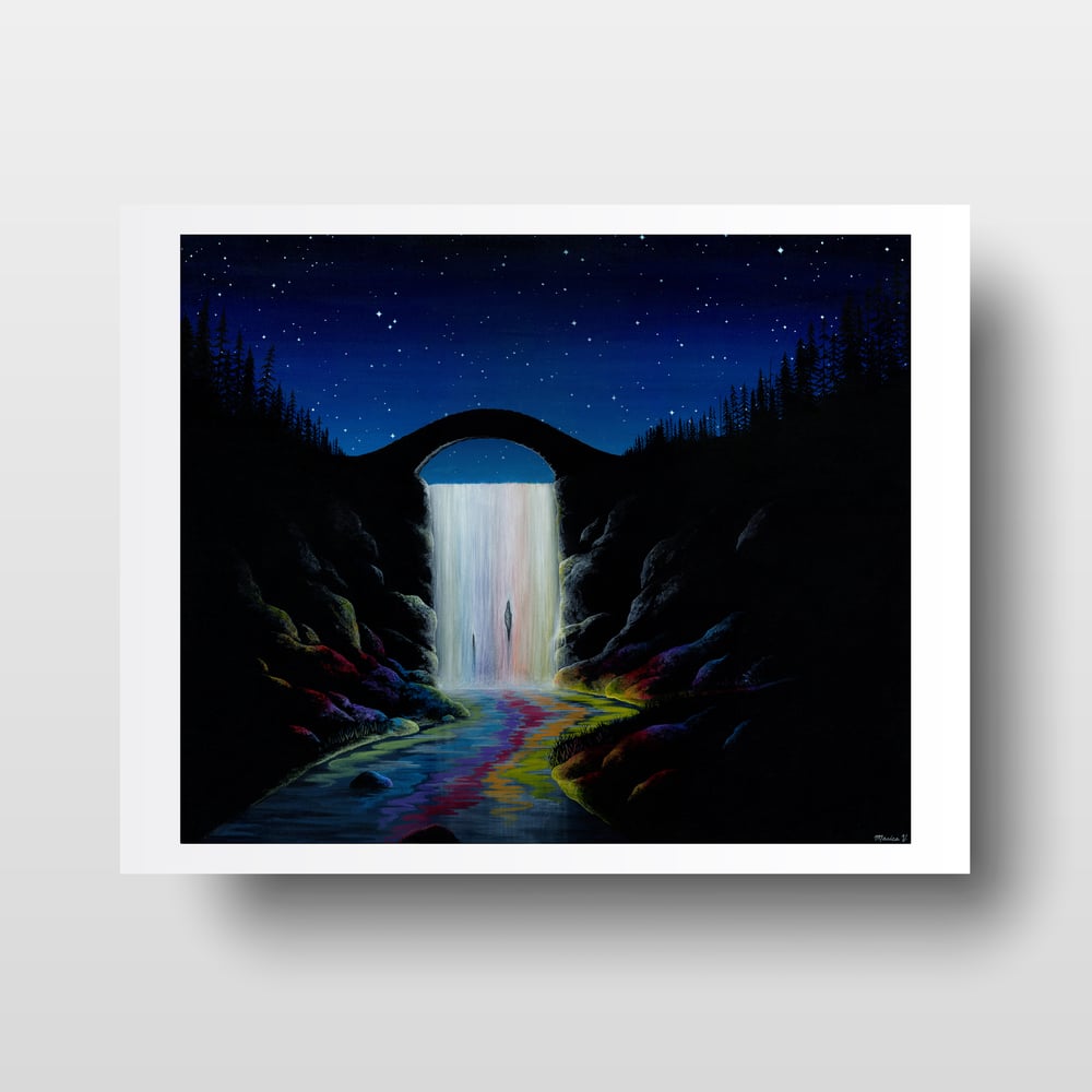 "Painted Nature: Waterfall" Print