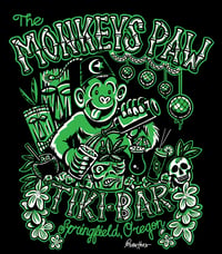 Image 2 of The Monkey’s Paw T-Shirt (Green and white ink on black tee)