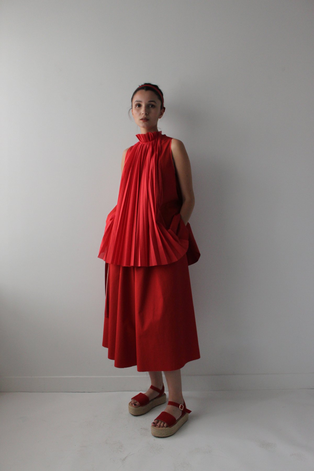 Made to Order- Draw-string 'Caravaggio' Red wide-leg pants