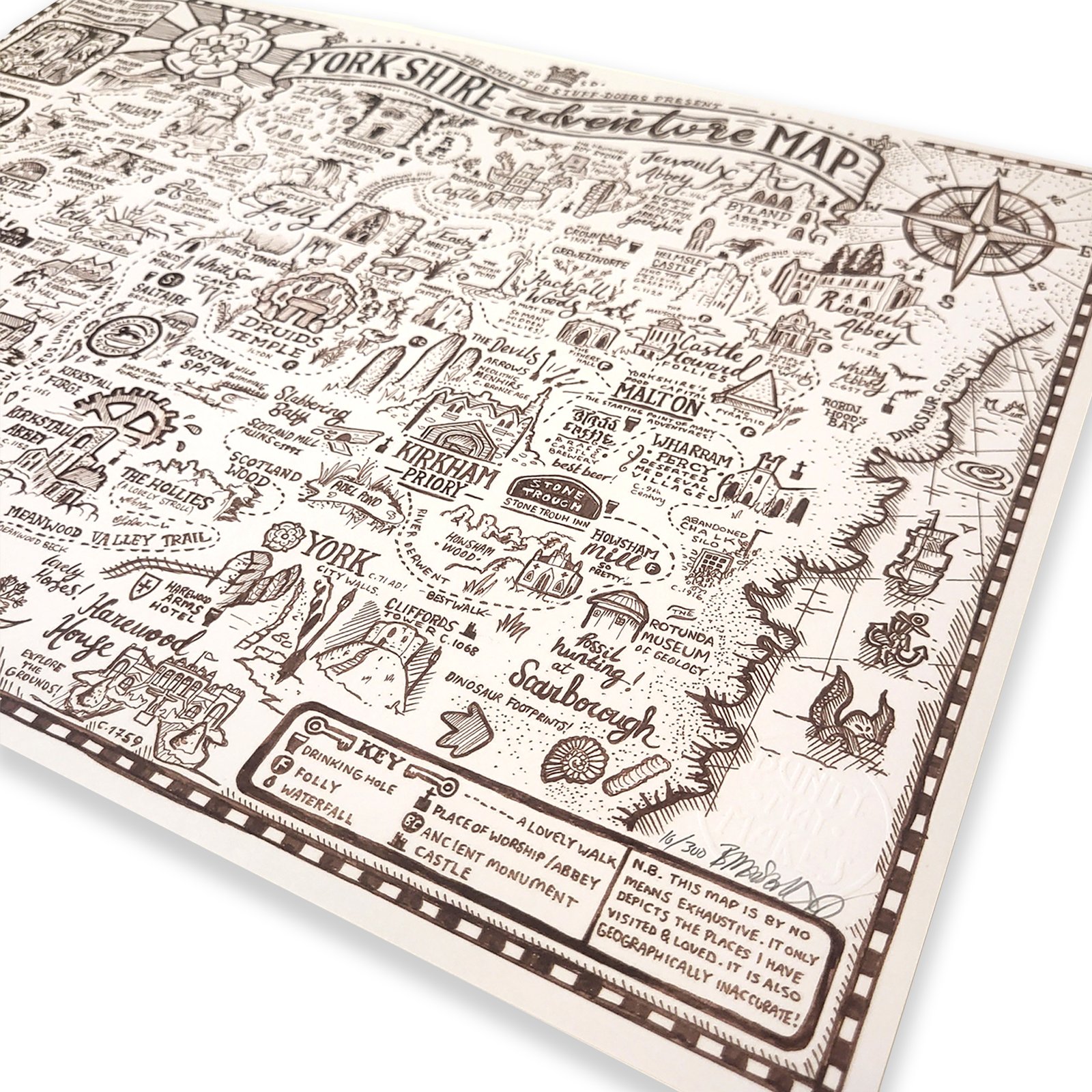 YORKSHIRE ADVENTURE MAP ART PRINT A3 | BUNTY MAY MAKES