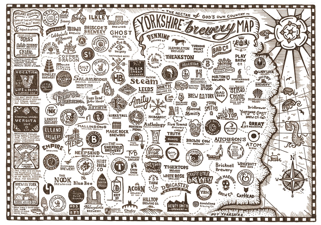 Image of YORKSHIRE BREWERY ART PRINT A3 