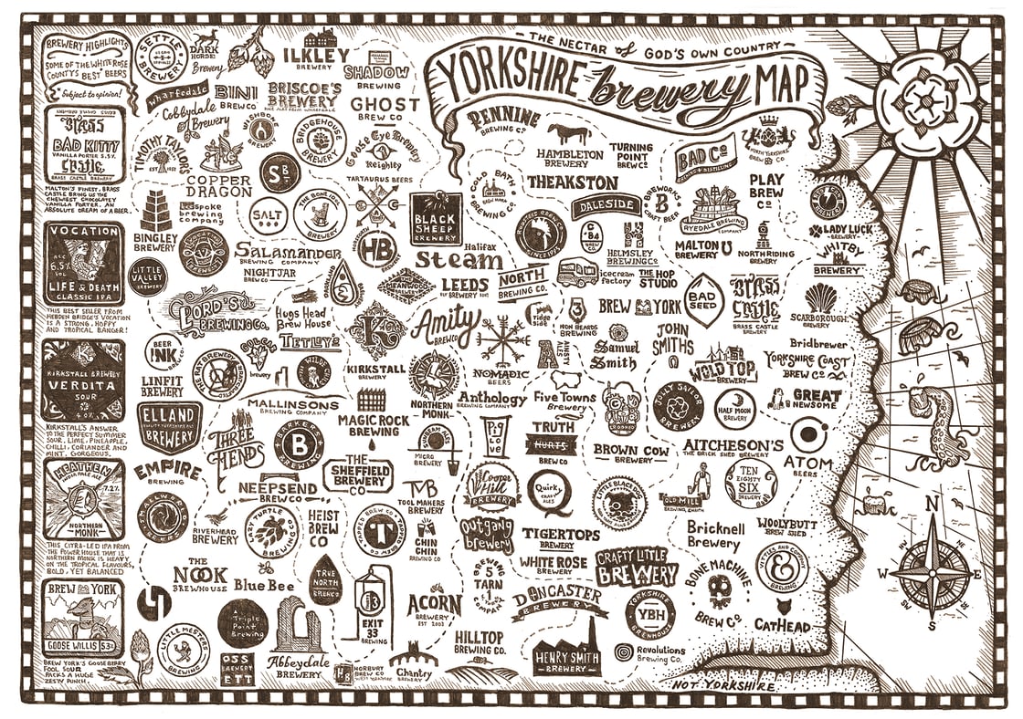 Image of YORKSHIRE BREWERY ART PRINT A3