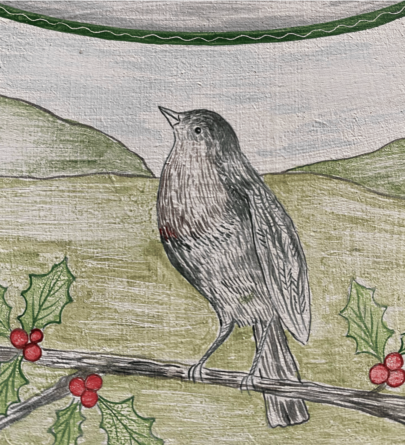 Image of Wooden painted cutout cup: Robin