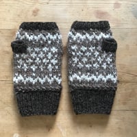 Image 2 of Oak and Acorn Fingerless Mitts - Brown