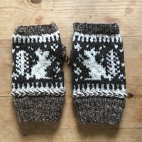 Image 1 of Handspun & Handknit Squirrel Mitts - Hawthorn