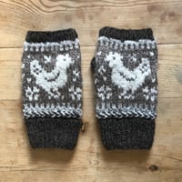 Image 1 of Hand knit and Hand spun Hen Mitts - Light Sussex