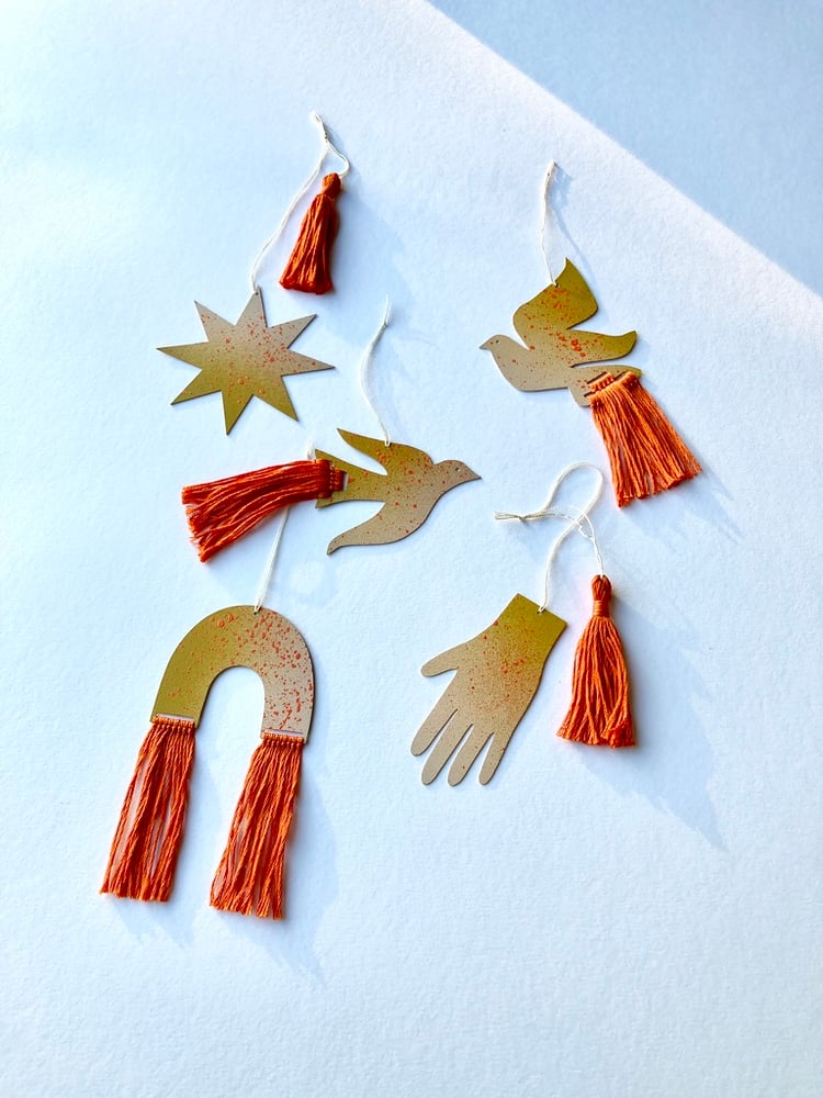 Image of Set of 5 Christmas decorations, Orange