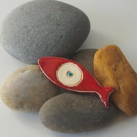 Image 2 of Fish-eye ceramic brooch #44