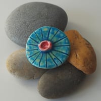 Image 1 of Round Button ceramic brooch #120
