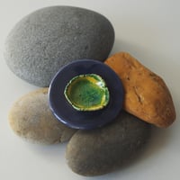 Image 1 of Round Lotus ceramic brooch #53