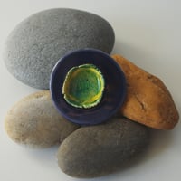 Image 2 of Round Lotus ceramic brooch #53