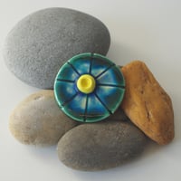 Image 1 of Round Button ceramic brooch #14