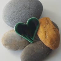 Image 1 of Heart-shaped ceramic brooch with leaf impression #05