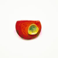 Image 1 of Halfmoon Lotus ceramic brooch #43