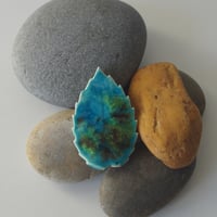 Image 1 of Leaf shaped ceramic brooch #99