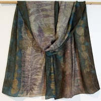 Image 2 of Smoke on the water - ecoprint and botanical dyed silk scarf
