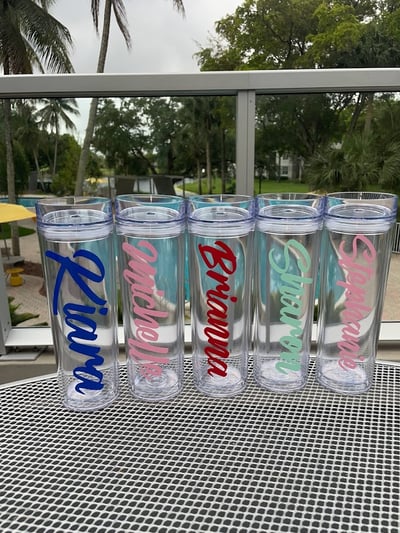 Image of Custom Clear Tumblers (can add rhinestones)