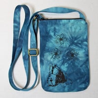 Image 1 of Butterfly teal blue - shoulder bag for phone