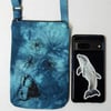 Butterfly teal blue - shoulder bag for phone