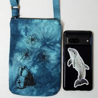 Image 2 of Butterfly teal blue - shoulder bag for phone