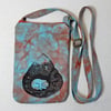 Sleeping Bear - turquoise and rust - shoulder bag for phone