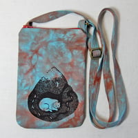 Image 1 of Sleeping Bear - turquoise and rust - shoulder bag for phone
