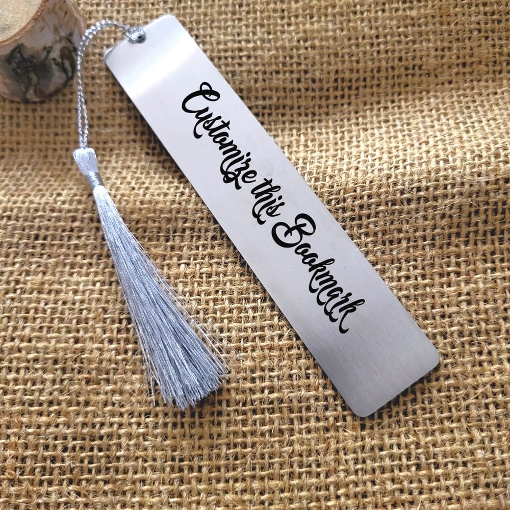 Image of Personalize a Metal Bookmark with Inspirational Quotes - Steel Silver Color