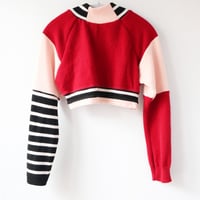 Image 2 of 100% cashmere patchwork courtneycourtney adult m/l medium large long sleeved shrug sweater