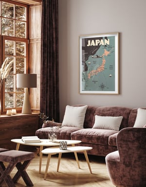 Image of Vintage poster Japan Map - Fine Art Print