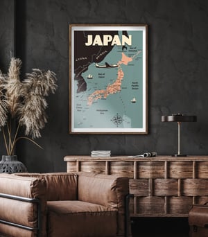 Image of Vintage poster Japan Map - Fine Art Print