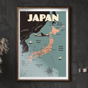 Image of Vintage poster Japan Map - Fine Art Print