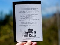Image 2 of 'Cloak of Normalcy' - Quirky Greeting Card - Uncle Crocky's Origin Story on Back