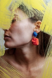 Image 2 of Sugar Double Blue and Red Earrings