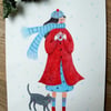Affiche A4 originale sur commande : "matin frisquet" version hiver ou automne