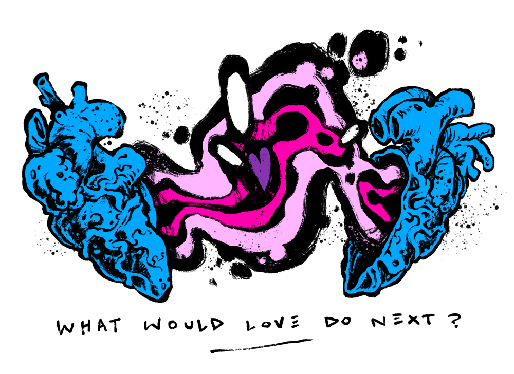“What would love do next?” Back print t-shirt (available in 4 colours)