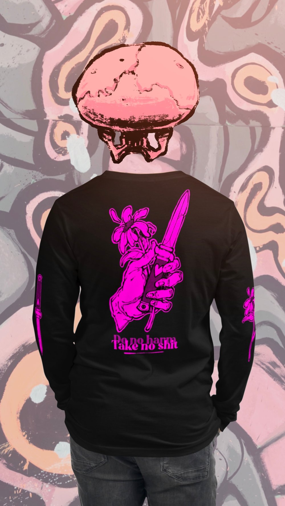 “Do no harm, take no shit” black and pink long sleeve shirt