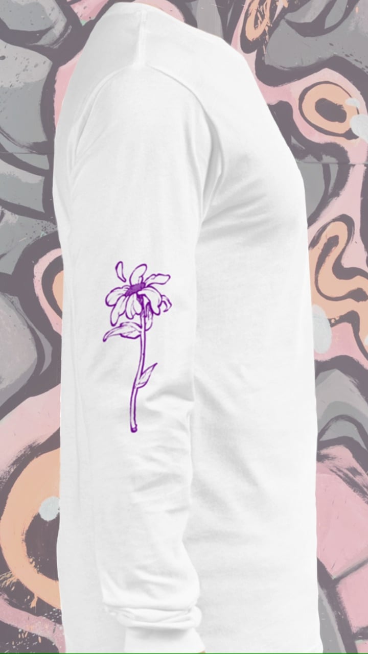 “Do no harm, take no shit” white and purple long sleeve shirt