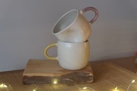 Image 1 of White mug / colored handle. 