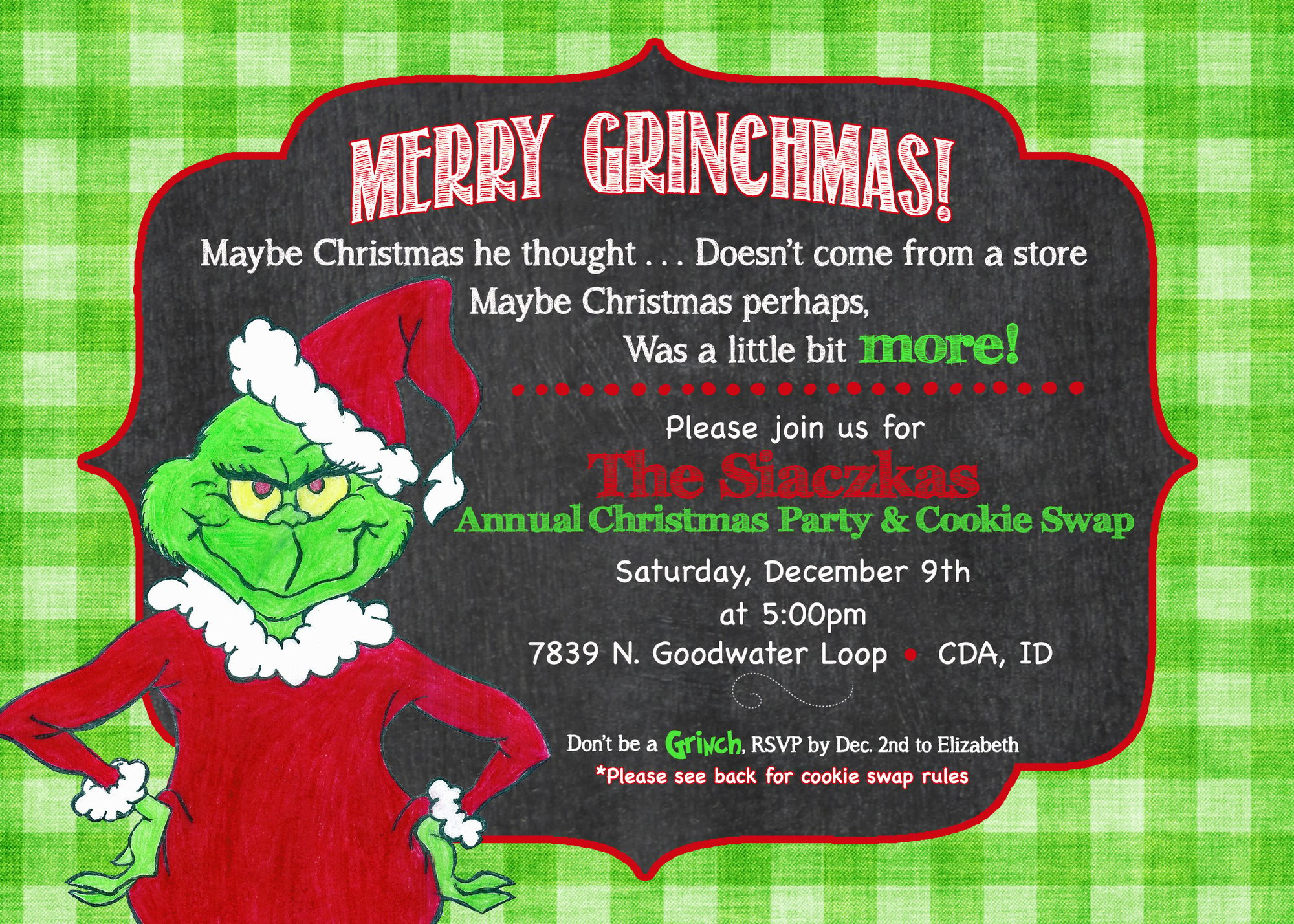 Grinch Cookie Exchange Invitation & Ballot- revision | Paper Fox Prints