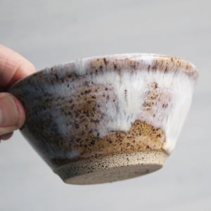 Image of Three Rustic Prep Bowls in Toasted Marshmallow Glaze, Handcrafted Small Bowls, Made in the USA