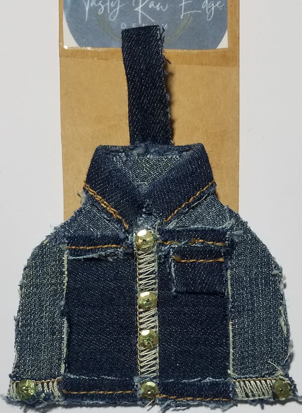 Image of Tasty Raw Edge Denim “Single” Lil Denim Jacket Ornament