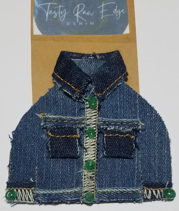 Image of Tasty Raw Edge Denim “Two Times” Lil Denim Jacket Ornament 