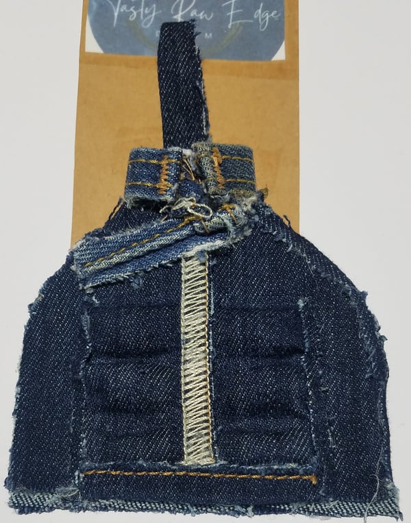 Image of Tasty Raw Edge Denim “Indigo Puffer” Lil Denim Coat Ornament 