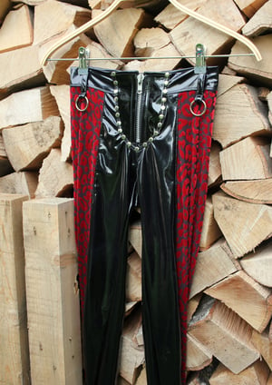 Image of SAMPLE SALE - Kultchen Heavy Zipper Wildcat Pants in red burnout velvet (Size XS)