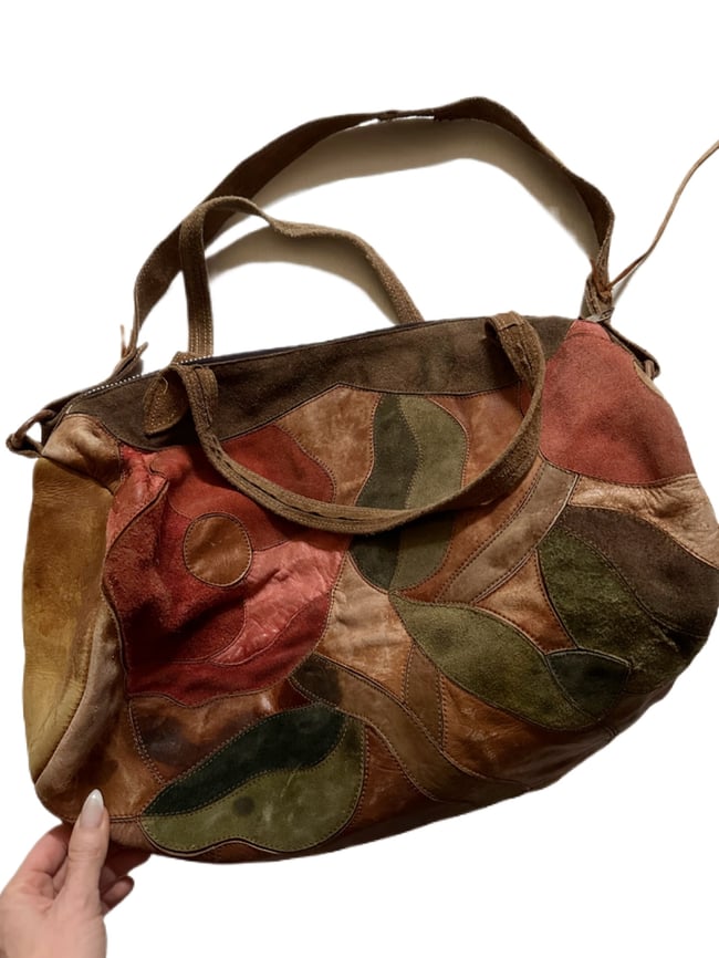 70s CHAR patchwork leather duffel bag