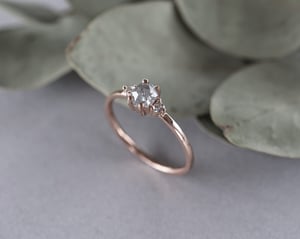 Image of 18ct Rose gold,  Hexagonal ice diamond Trilogy ring (LON218)