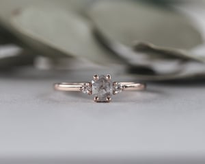 Image of 18ct Rose gold,  Hexagonal ice diamond Trilogy ring (LON218)