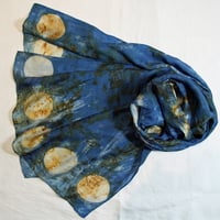 Image 1 of Moon on water - indigo and rust silk scarf